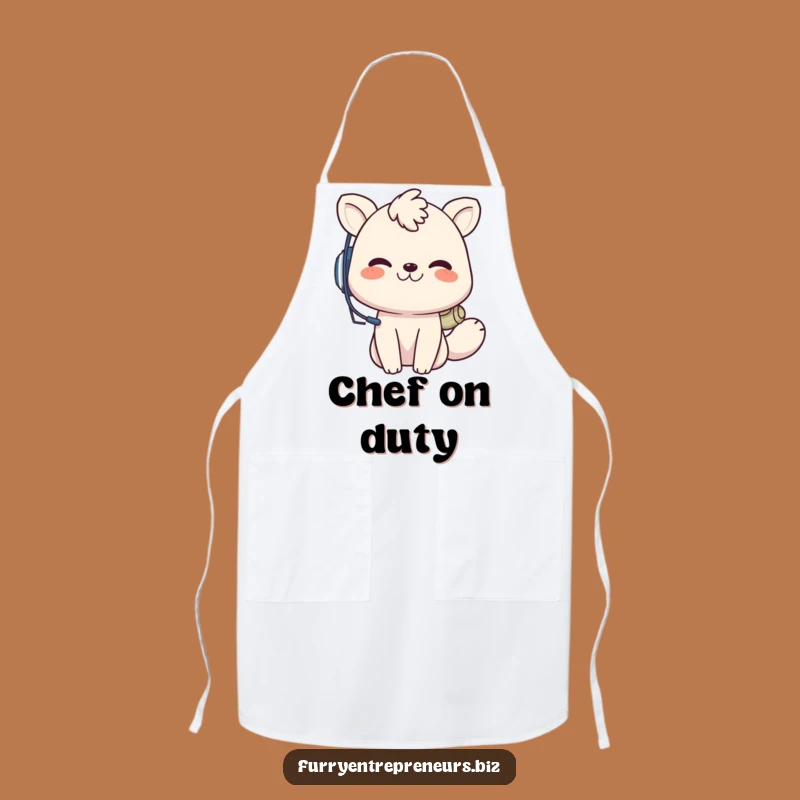 Funny Animal Call Center Apron: Grinning headset kitchen apron, perfect funny gift.