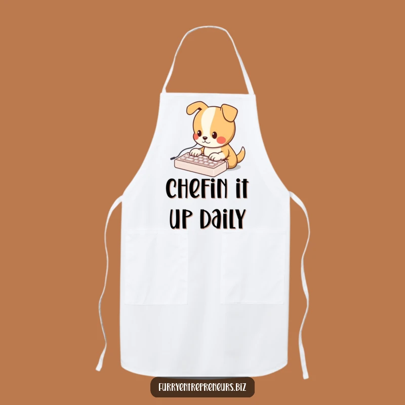 Funny Dog Baker Apron: Adorable Dog Mini Keyboard Fun, Great Funny Gift!