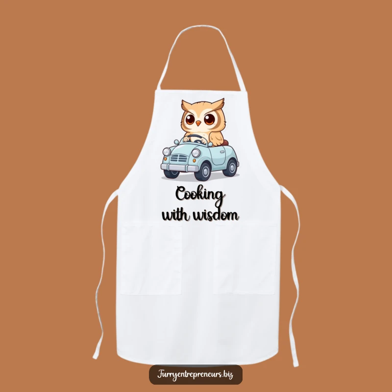 Funny Owl Driving Car Apron - Cute Kitchen Humor for Chefs