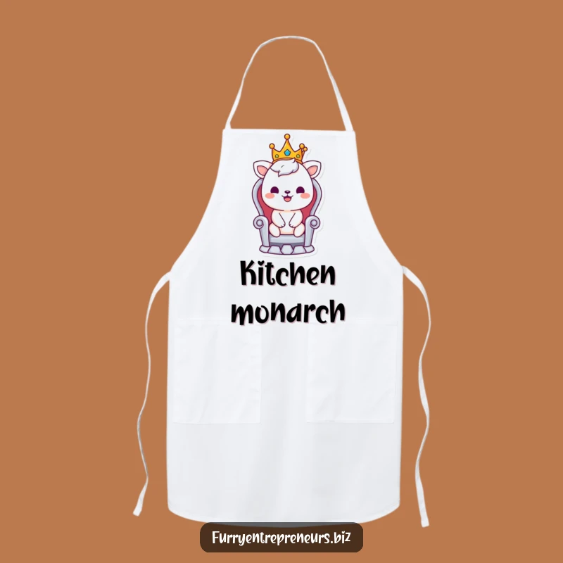 Funny Animal King Apron: Smiling Royal Character Kitchen Gift