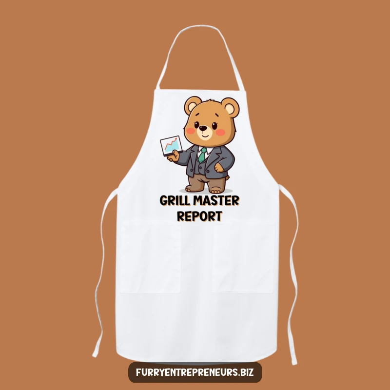 Funny Bear Business Graph Apron: Cook Up Success with Humor!