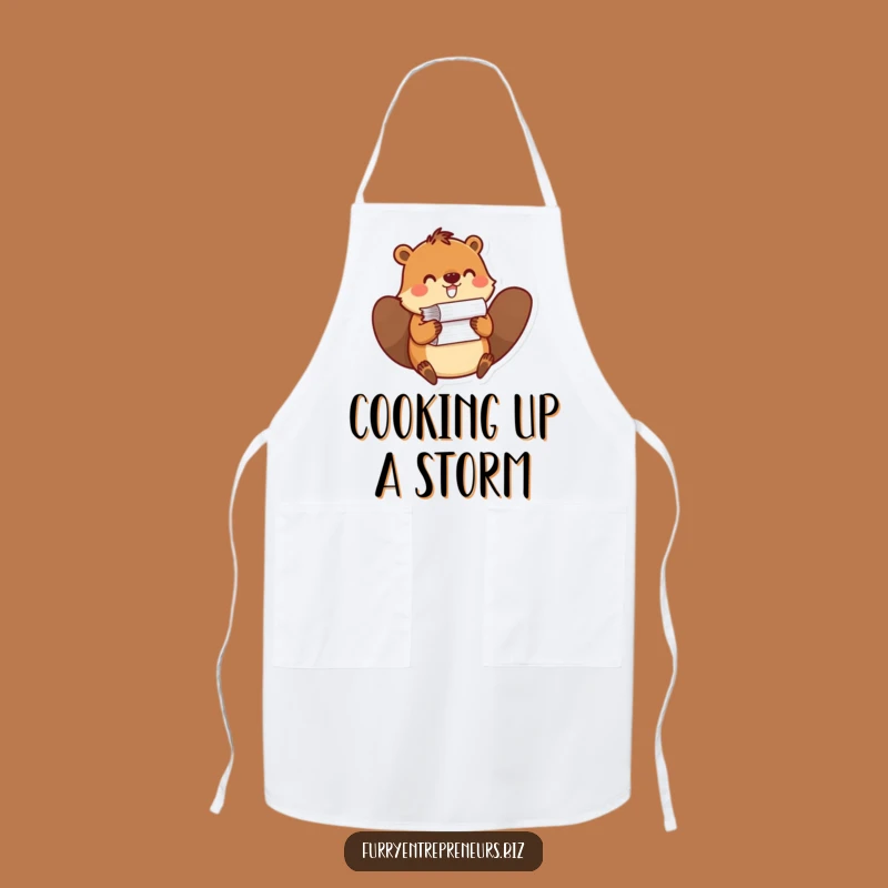 Funny Beaver Paper Stack Apron - Office Humor for Busy Bees