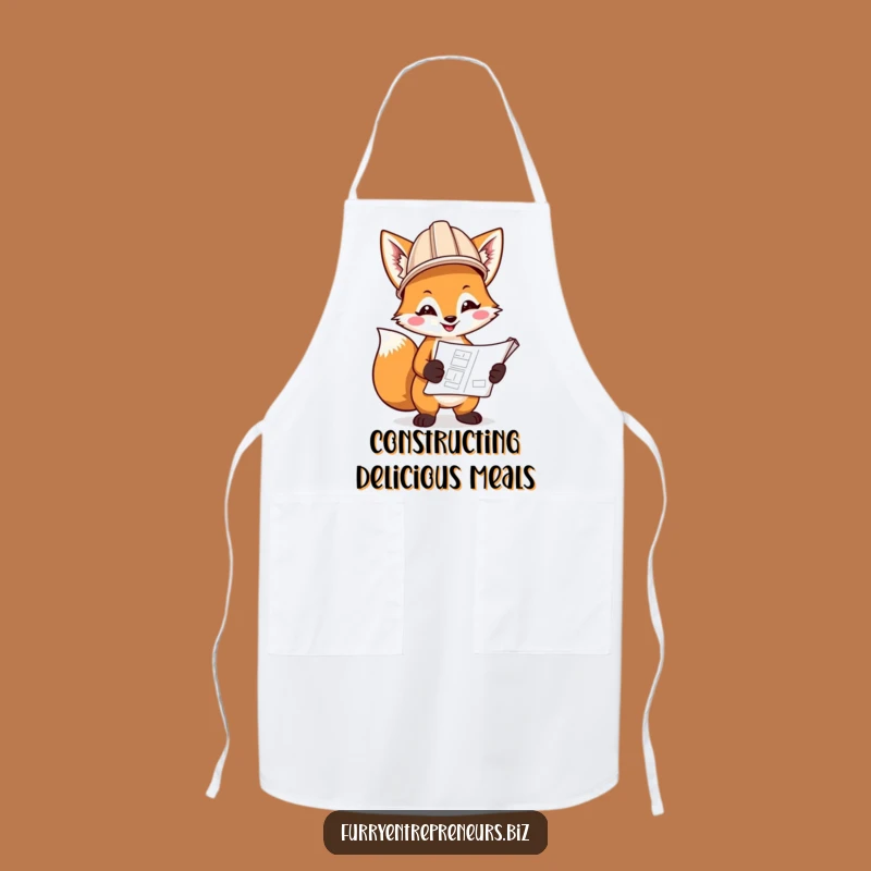 Funny Fox Chef Apron: Smiling Hard Hat Fox For Kitchen Projects, Great Funny Gift!