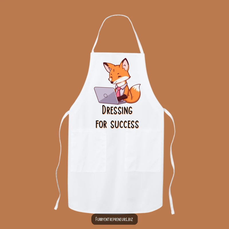 Funny Fox Tie Laptop Apron - Kitchen Business & Culinary Humor