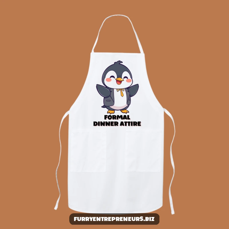 Funny Penguin Suit Handshake Apron - Professional Humor for the Kitchen