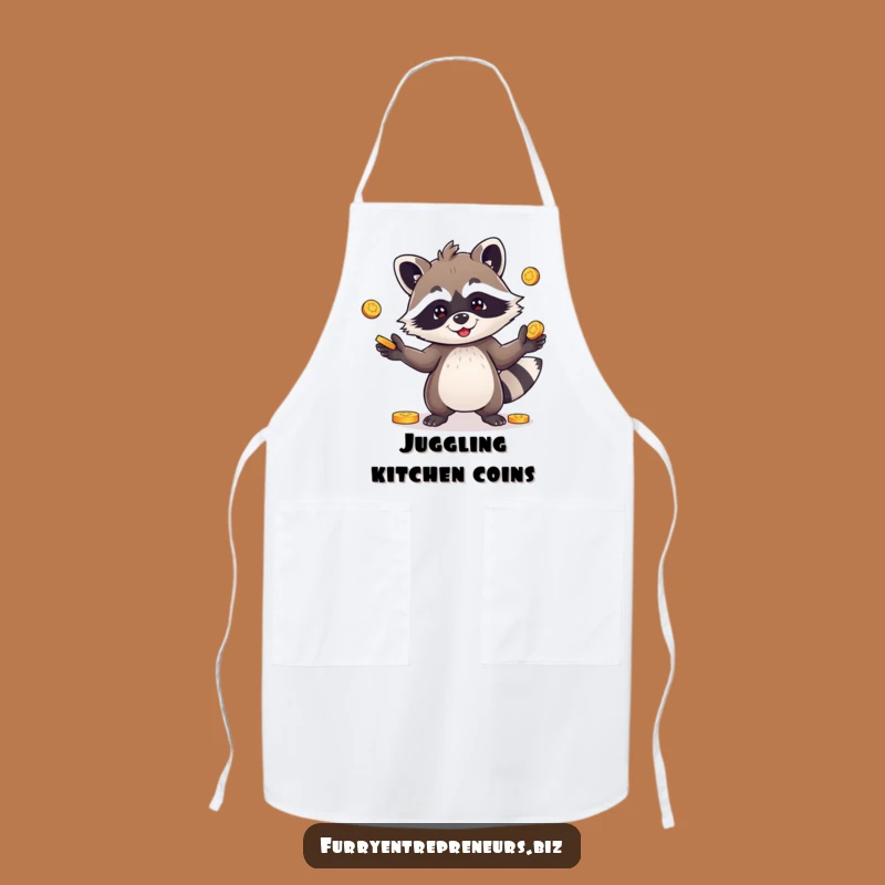 Funny Apron: Raccoon Juggling Coins - Kitchen Mischief Gift!