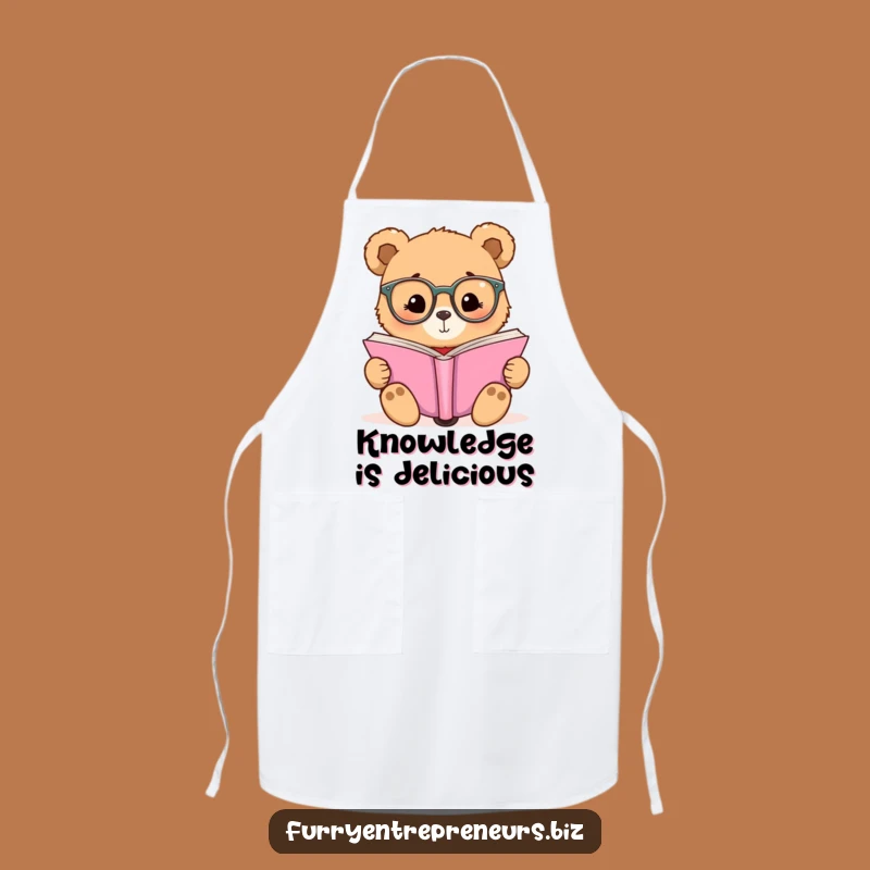 Funny Bear Reading Glasses Apron - Kitchen Humor for Book-Loving Chefs