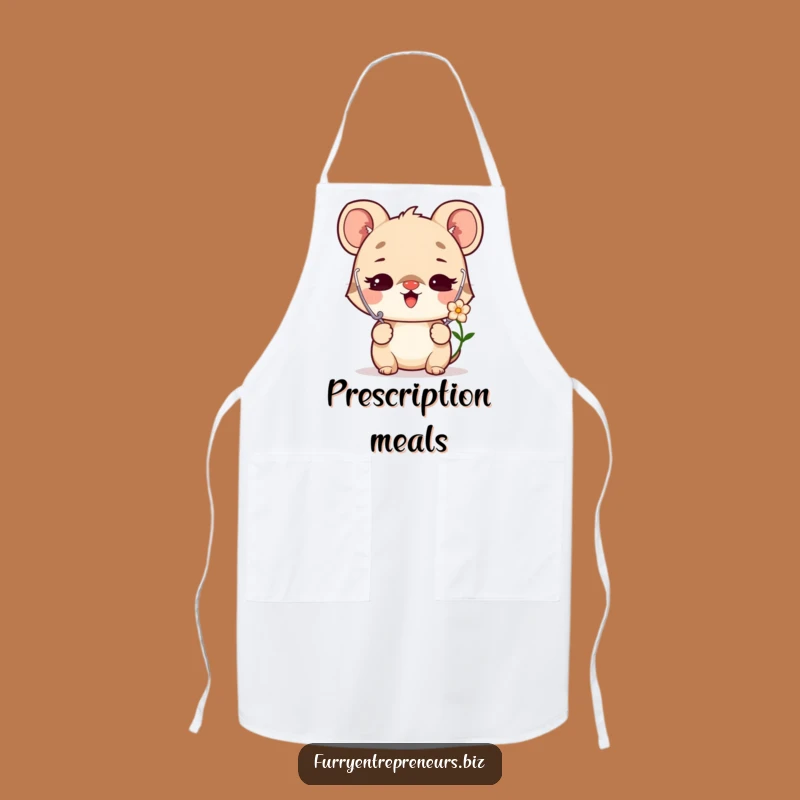 Funny Animal Doctor Apron: Delighted Flower Listening Chef Gift