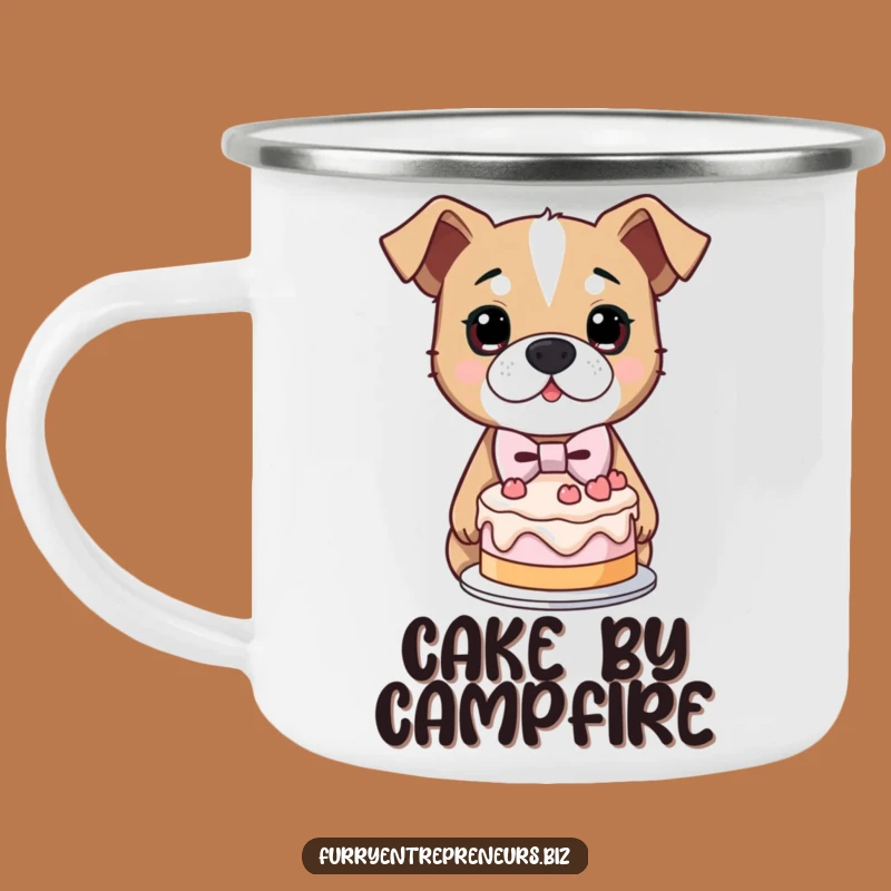 Funny Determined Dog Camping Mug: Durable Lopsided Cake Pup for Adventures