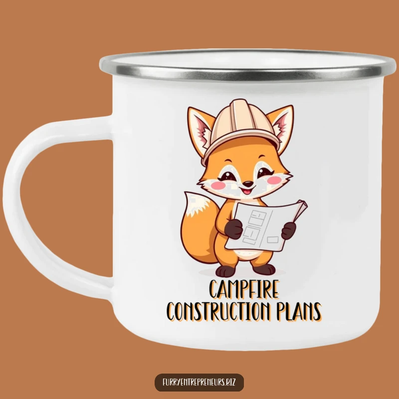 Funny Fox Adventure Mug: Hard Hat Fox With Blueprint For Outdoor Fun, Great Funny Gift!