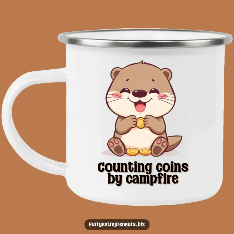 Funny Otter Counting Coins Camping Mug: Adventure Fuelled by Laughter!
