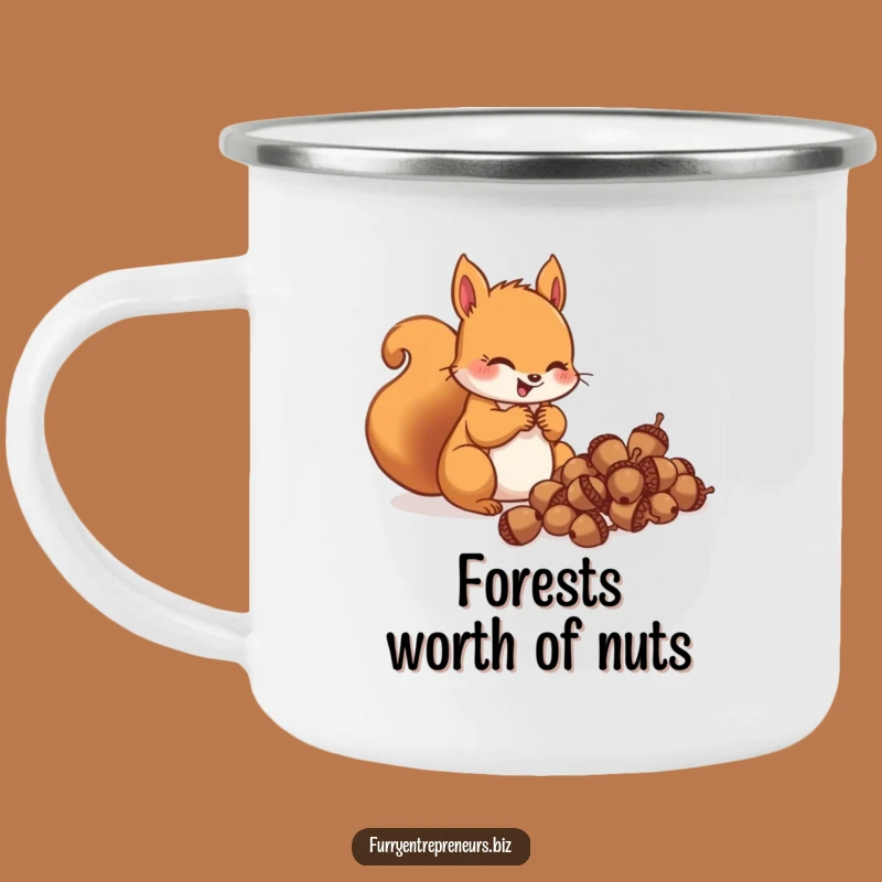 Adventure-Ready Funny Squirrel Acorn Camping Mug: Collect Memories Outdoors, Perfect Funny Gift