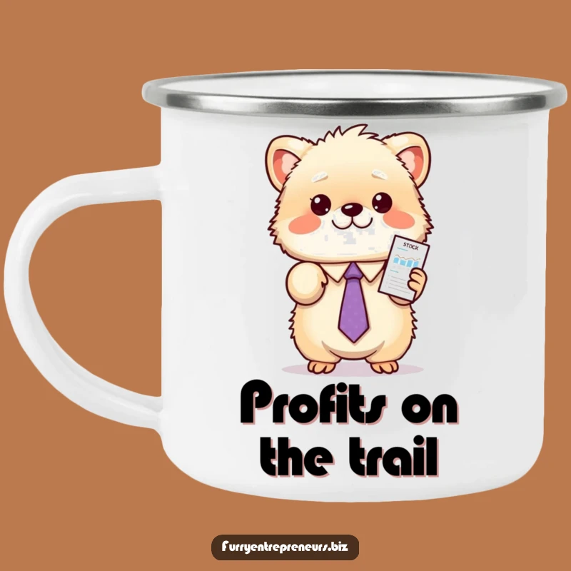 Funny Animal Stock Camping Mug: Durable Tie-Wearing Presenter, Hilarious Outdoor Companion Gift
