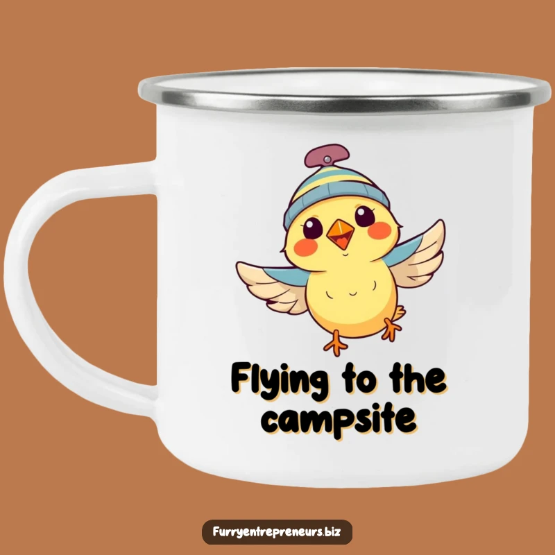 Funny Flying Bird Camping Mug: Propeller Beanie Enamel Cup, Great Gift!