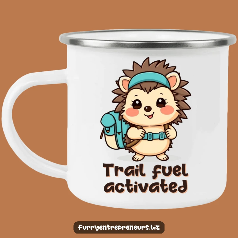 Funny Hedgehog Camping Mug - Backpack Hiking Character Campfire Gift