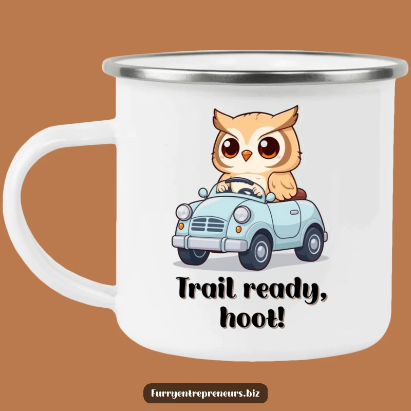 Funny Owl Driving Car Camping Mug - Adventure Ready Animal Humor