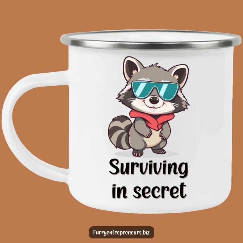Funny Spy Raccoon Sneaking Camping Mug - Stealthy Sips for Adventures