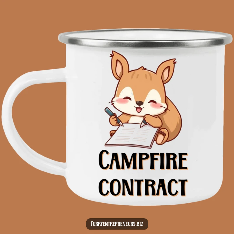 Funny Squirrel Signing Camping Mug: Handle Business in the Great Outdoors