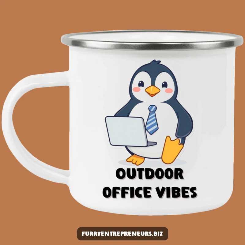 Funny Penguin Tie Camping Mug: Enjoy Your Brew with Professional Penguin Style