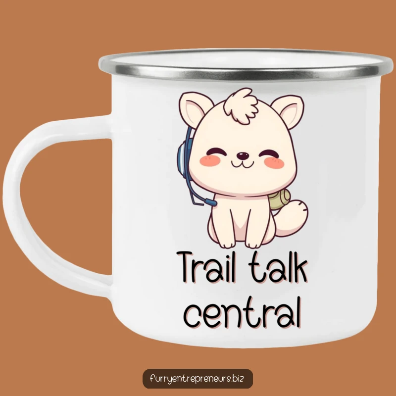 Funny Animal Call Center Camping Mug: Durable, grinning headset mug, funny gift.