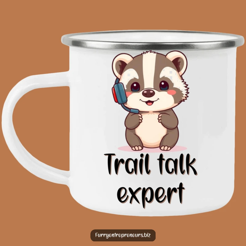 Funny Badger Presentation Camping Mug: Focused Outdoor Adventures with Humor