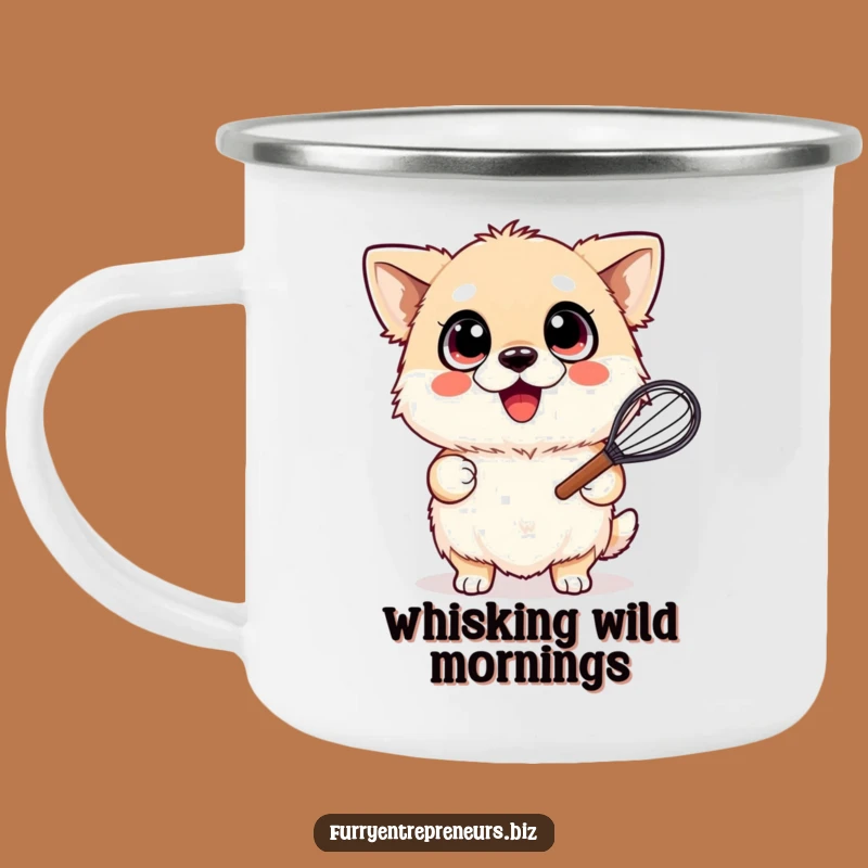 Funny Whisking Dog Camping Mug: Durable Happy Pup for Outdoor Baking Adventures