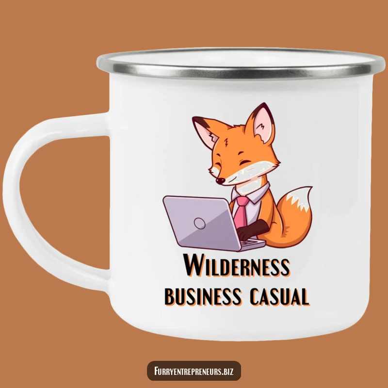 Funny Fox Tie Laptop Camping Mug - Business on the Go Gift