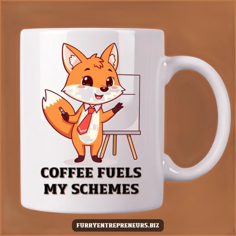 Funny Explaining Fox Tie Mug: Hilarious Presentation Humor Gift!