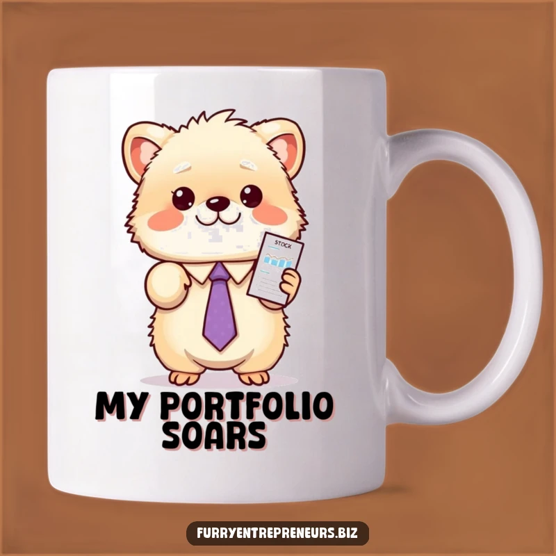 Funny Animal Stock Mug: Tie-Wearing Presenter, Perfect Funny Gift for Finance Fans