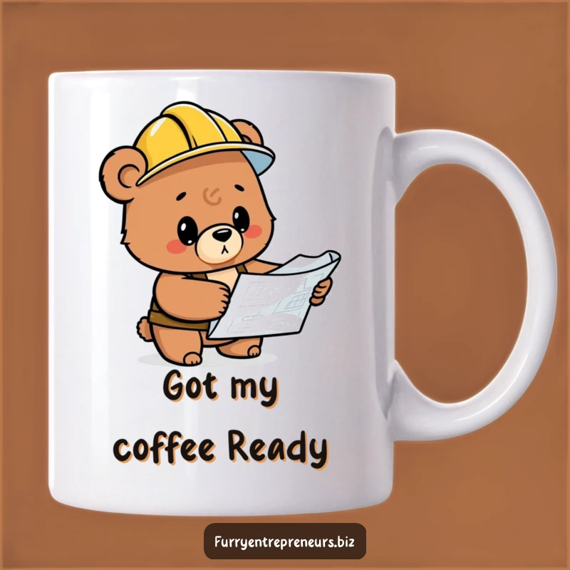 Funny Bear Inspector Blueprint Mug: Hilarious Construction Gift for Engineers
