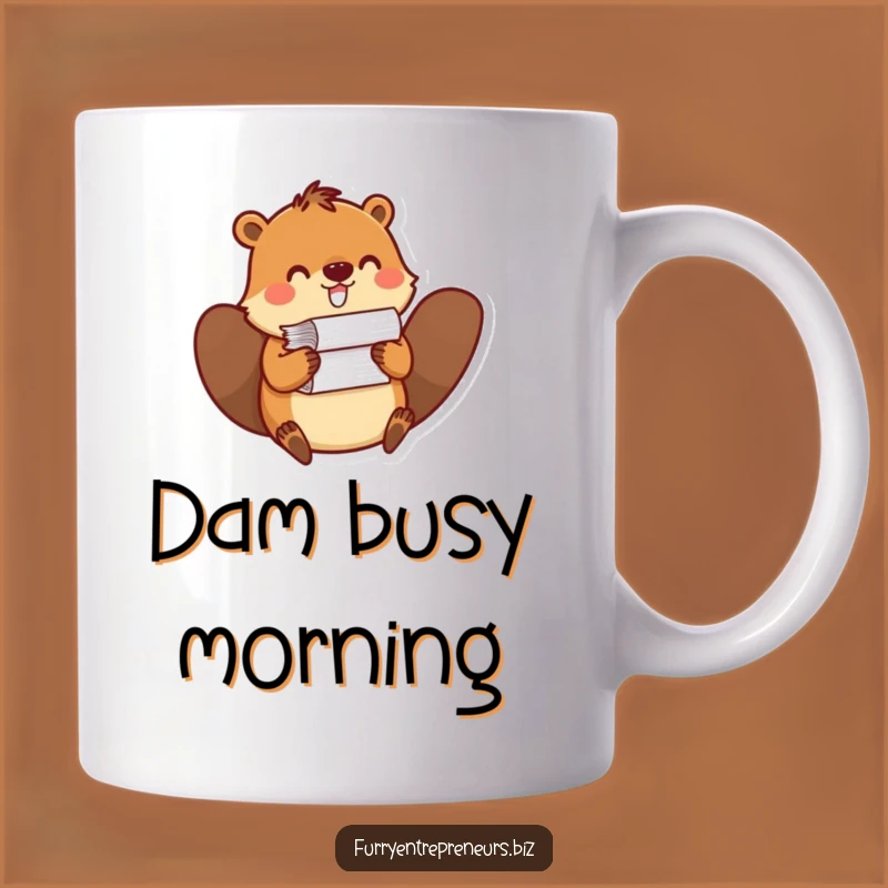 Funny Beaver Paper Stack Mug - Office Humor Gift for Professionals