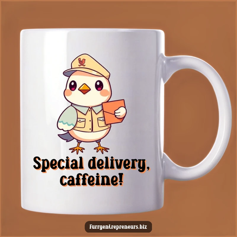 Funny Bird Mail Carrier Mug: Adorable Uniformed Avian Delivering Smiles, Perfect Funny Gift!