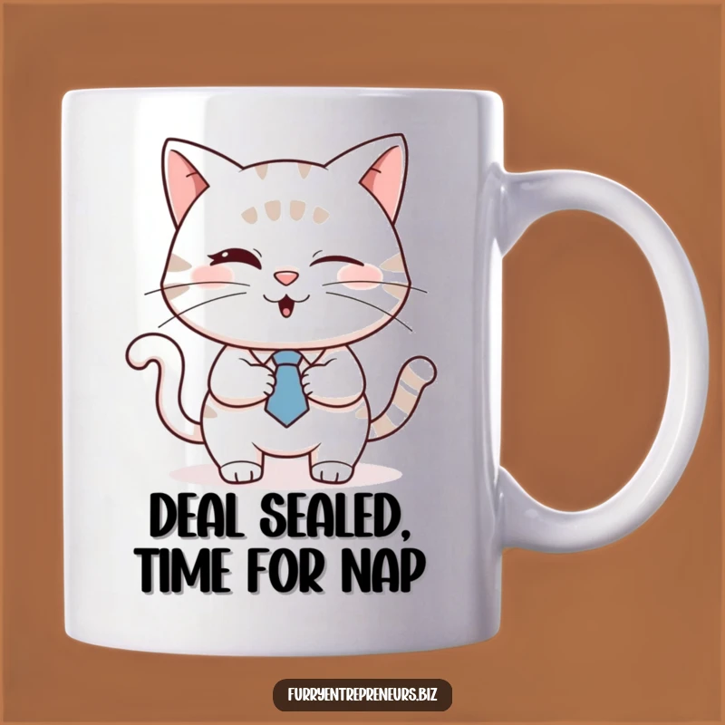 Funny Business Cat Mug: Dapper Feline Deal Maker, Perfect Gift!