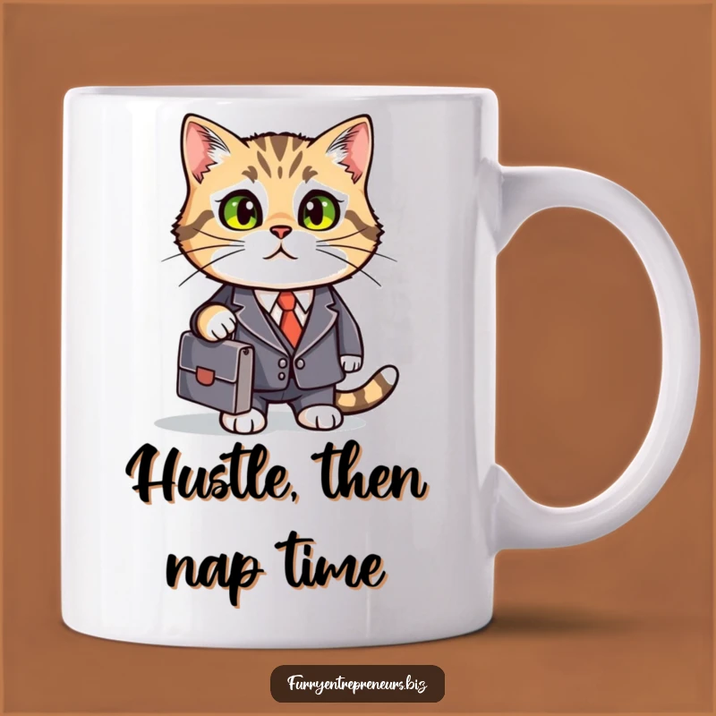 Funny Business Cat Mug: Suited Feline Professional Gift for Entrepreneurs