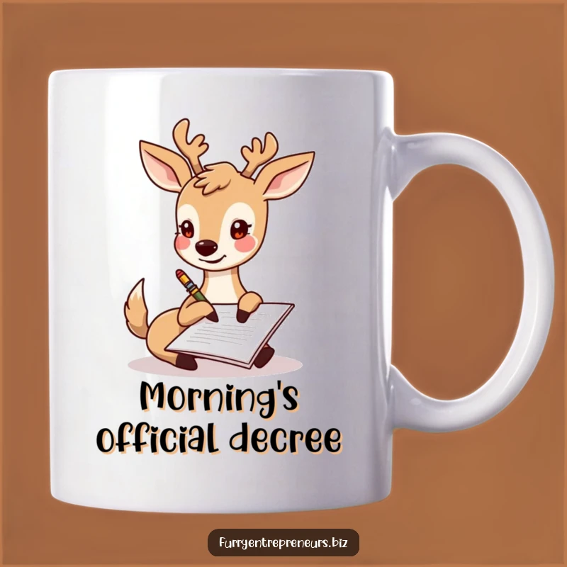 Funny Deer Signing Document Mug: Hilarious Office Humor Gift for Professionals