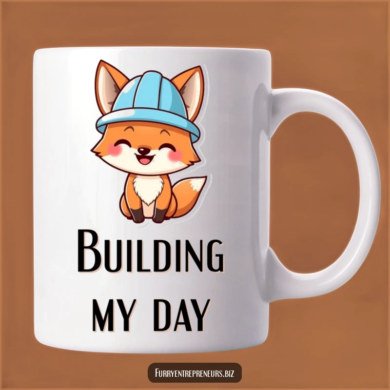Funny Fox Hard Hat Mug - Construction Humor Gift for Builders