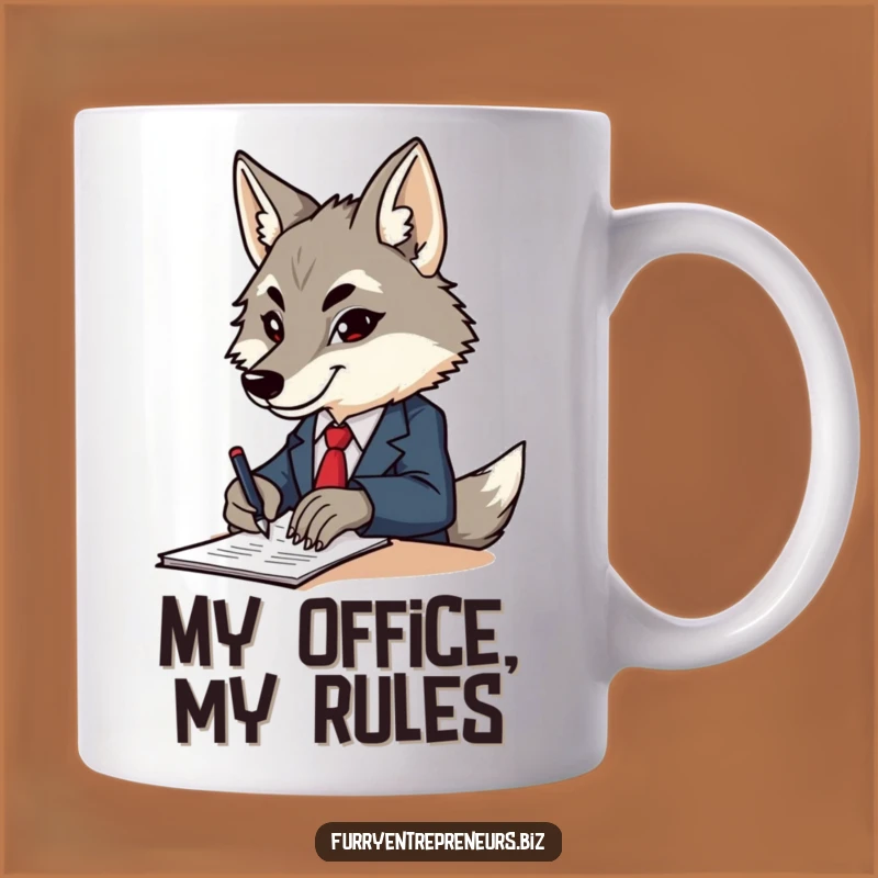 Funny Wolf Business Suit Mug - Determined Professional Signing Papers Gift