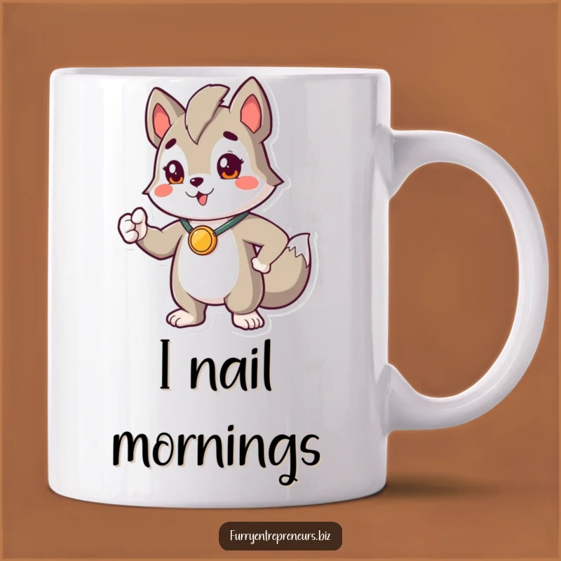 Funny Proud Animal Hero Mug: Adorable Medal Wearing Character Motivational Gift