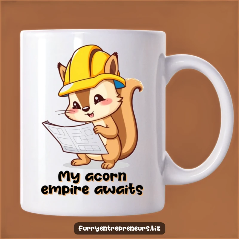 Funny Squirrel Engineer Mug: Curious Blueprint Inspector Gift for Construction Fans