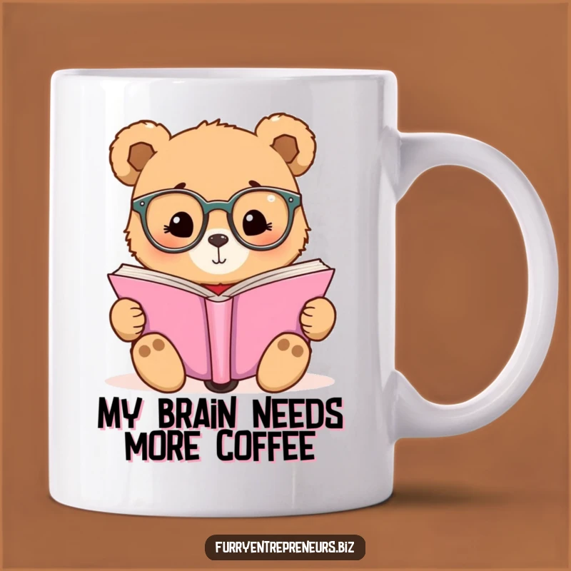 Funny Bear Reading Glasses Mug - Adorable Scholar Bear Gift