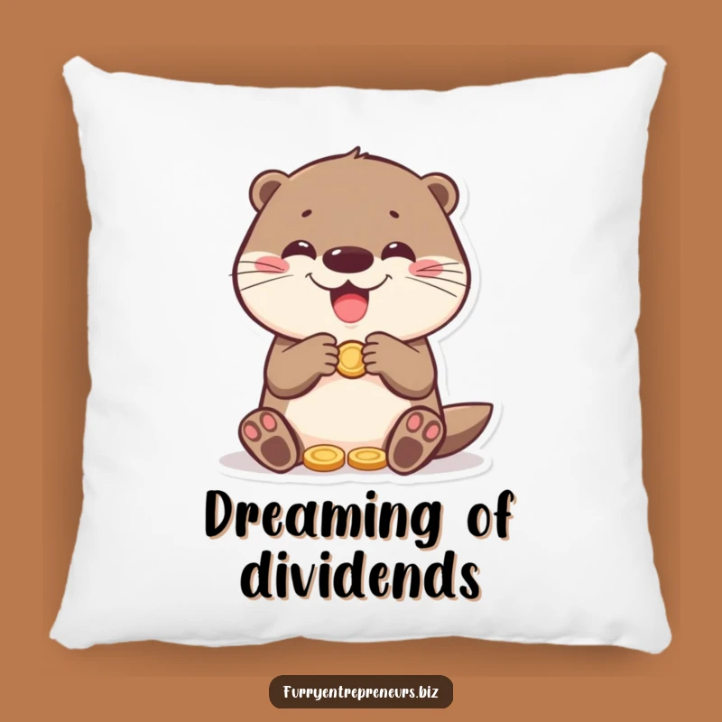 Funny Otter Counting Coins Pillow: Cozy Comfort with a Side of Humor!