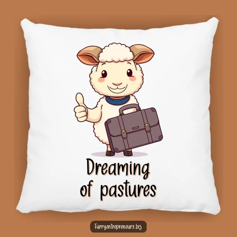 Funny Sheep Briefcase Thumbs Up Pillow: Cozy & Calm Assurance!