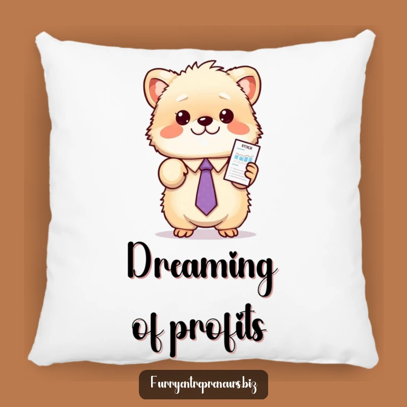 Funny Animal Stock Pillow: Cozy Tie-Wearing Presenter, Adorable and Hilarious Decor Gift