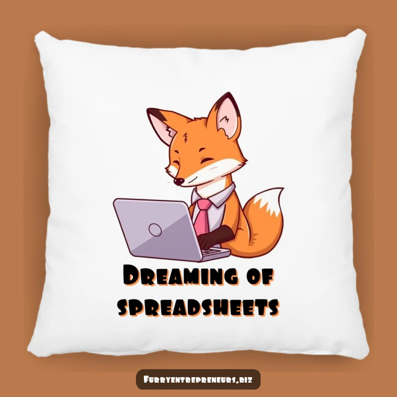 Funny Fox Tie Laptop Pillow - Comfy & Professional Cute Desk Accent