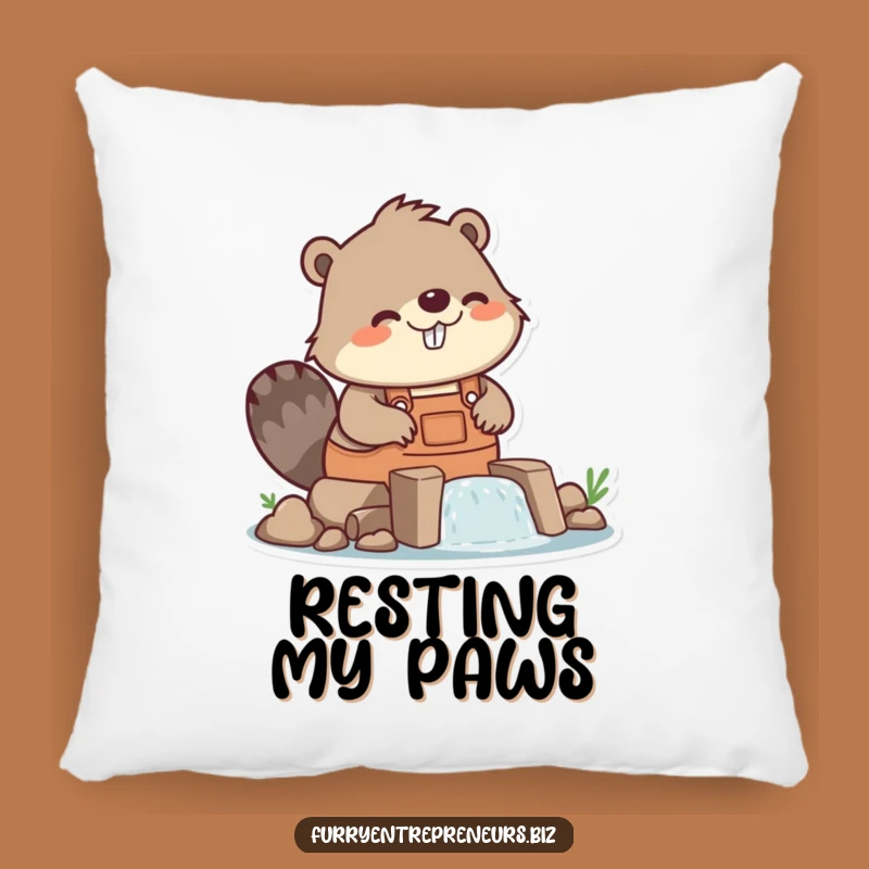 Funny Beaver Builder Dam Pillow - Comfy Accent for Workshops & Homes