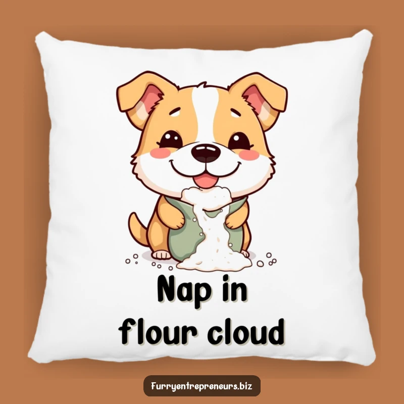 Funny Flour Dog Pillow: Soft Mischievous Pup Cushion, Cute Funny Gift for Sofas