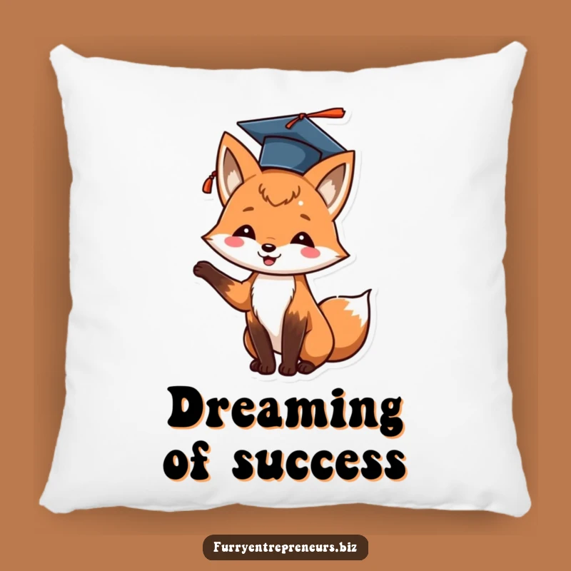 Funny Fox Graduation Pillow: Cozy Celebration for Your Space