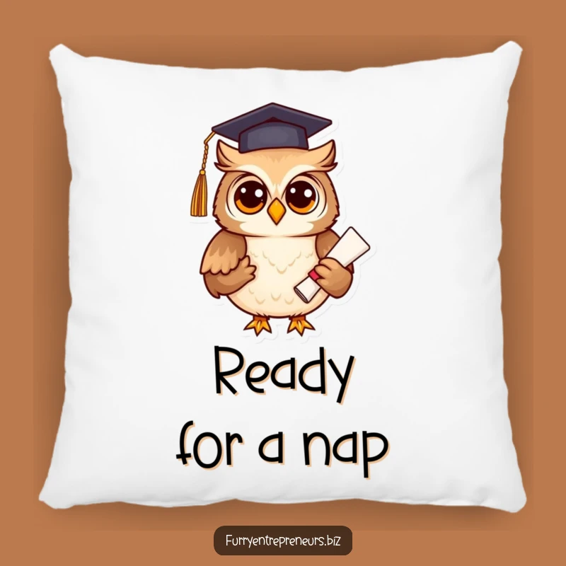Funny Graduation Owl Pillow: Cozy Scholar Comfort, Perfect Funny Gift!