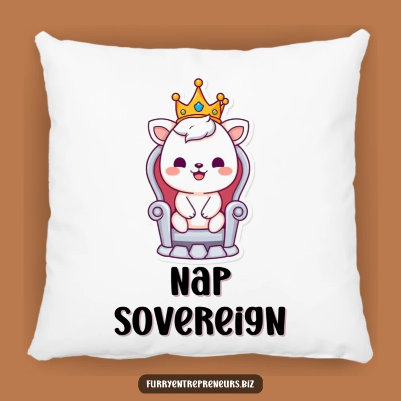 Funny King Animal Pillow: Cozy Smiling Royal Character Comfort Gift