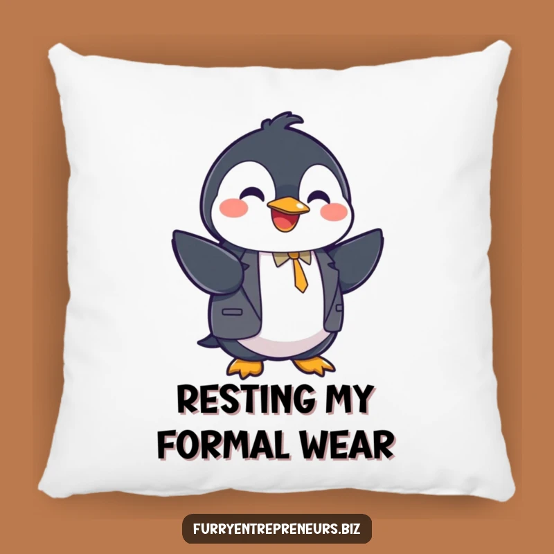 Funny Penguin Suit Handshake Pillow - Comfy Professional Accent